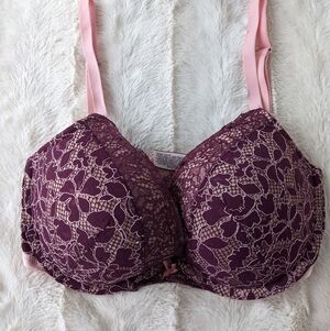 Victoria's Secret Dream Angels Push Up Bra Pink Purple contrast 32DD F007